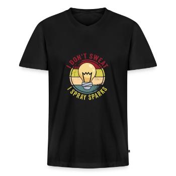 Electrician - Men's Premium Organic T-shirt with V-neck - black - Front - Nico (187cm)