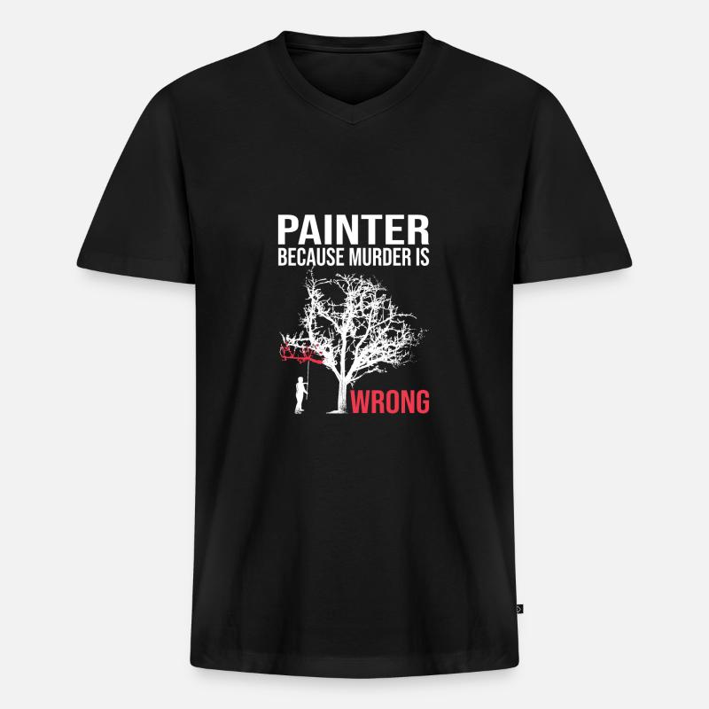 Maler - Männer Premium Bio T-Shirt mit V-Ausschnitt - Schwarz