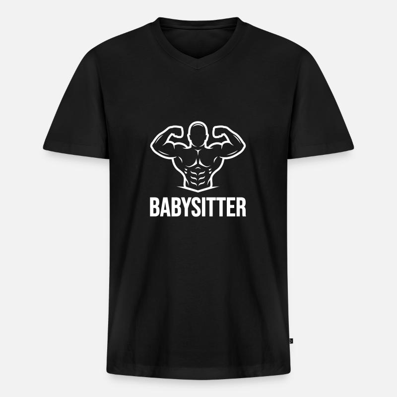 Babysitter - Männer Premium Bio T-Shirt mit V-Ausschnitt - Schwarz