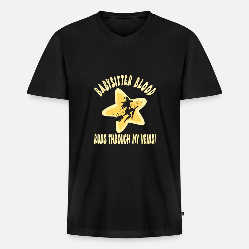 Babysitter - Männer Premium Bio T-Shirt mit V-Ausschnitt - Schwarz