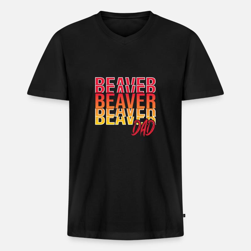 Biber - Männer Premium Bio T-Shirt mit V-Ausschnitt - Schwarz