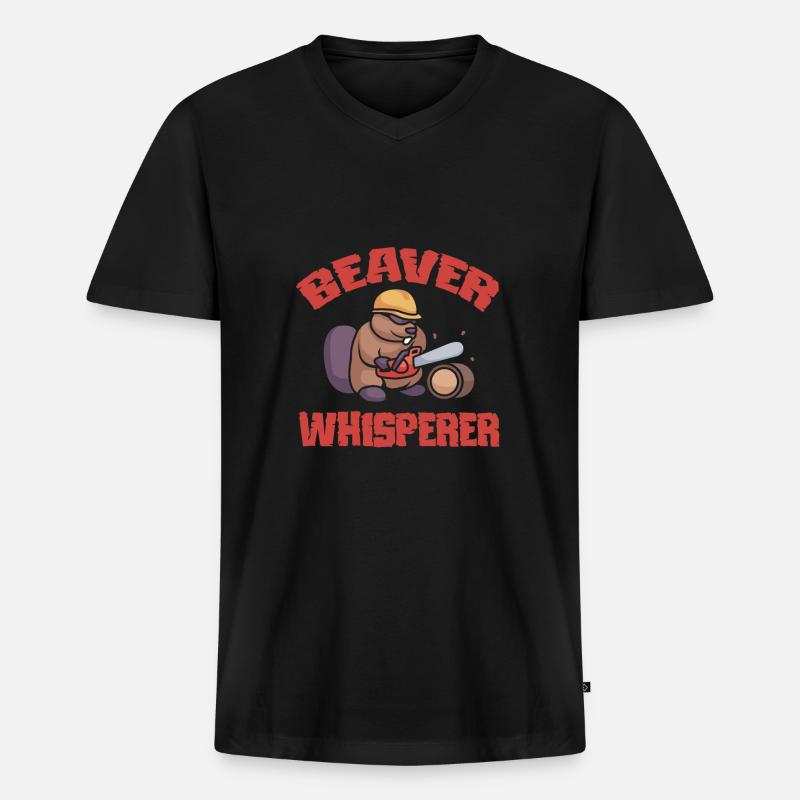 Biber Nutria - Männer Premium Bio T-Shirt mit V-Ausschnitt - Schwarz