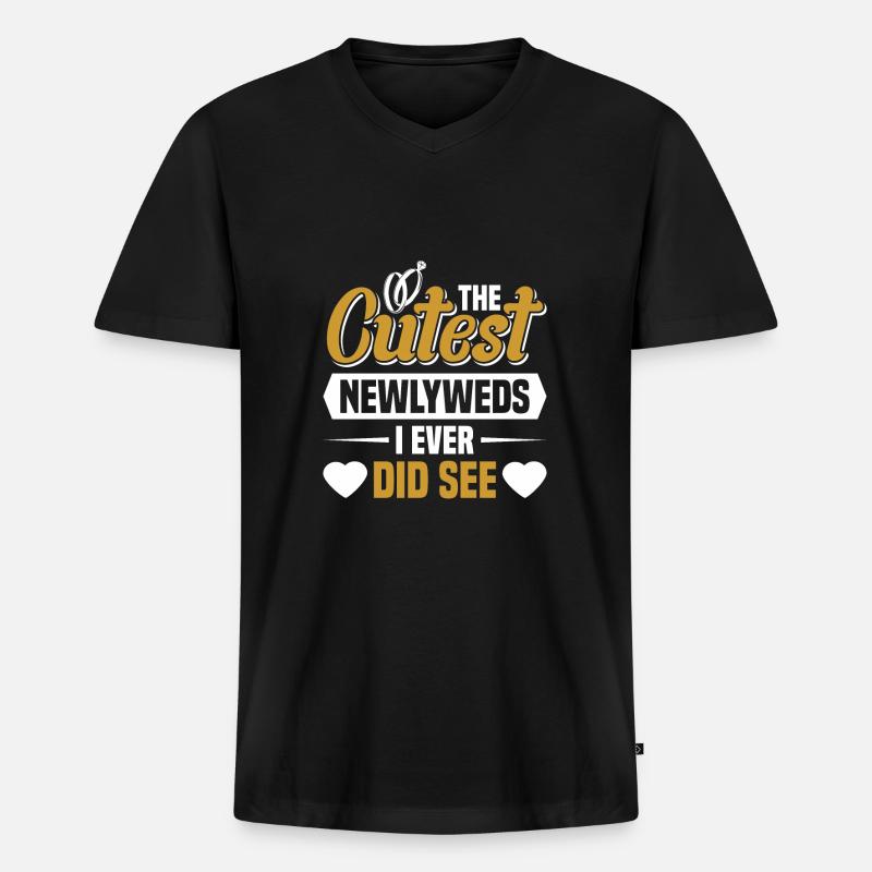 Hochzeit - Männer Premium Bio T-Shirt mit V-Ausschnitt - Schwarz