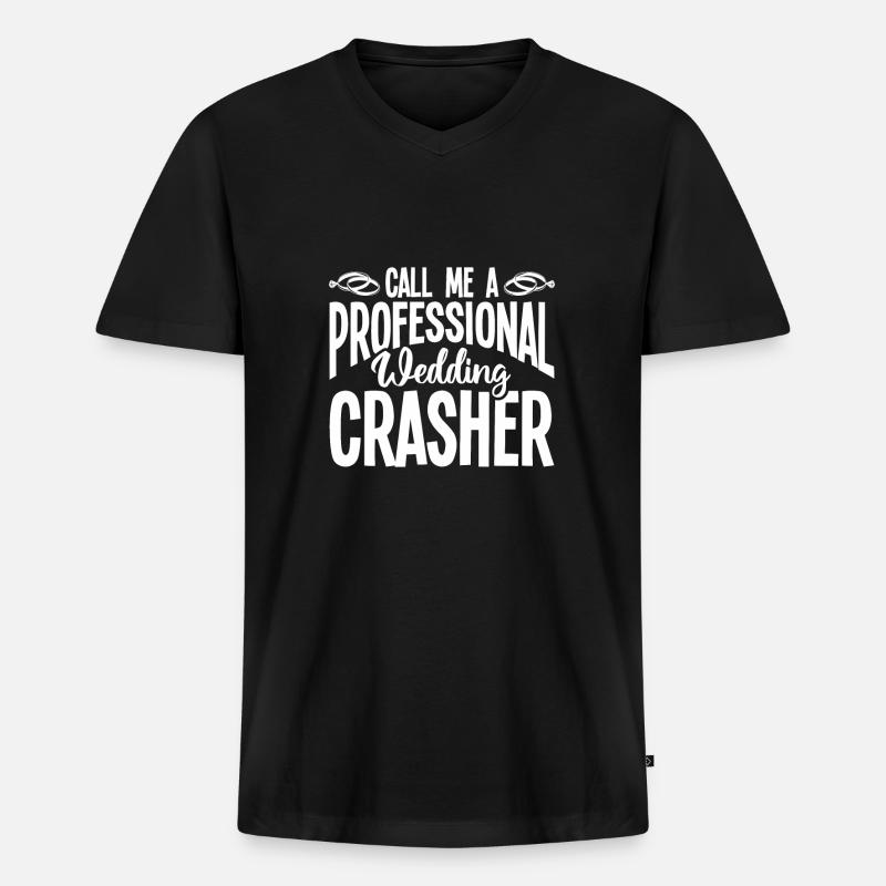 Hochzeit - Männer Premium Bio T-Shirt mit V-Ausschnitt - Schwarz