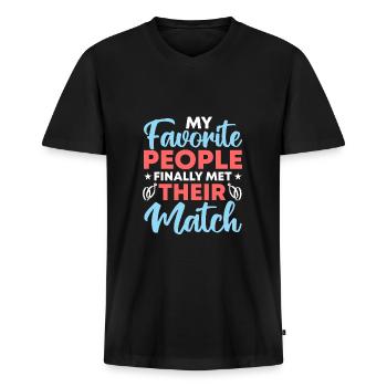 Wedding - Men's Premium Organic T-shirt with V-neck - black - Front - Nico (187cm)