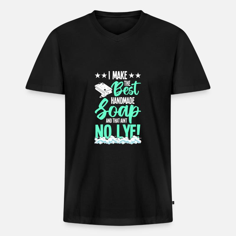 Seife machen - Männer Premium Bio T-Shirt mit V-Ausschnitt - Schwarz
