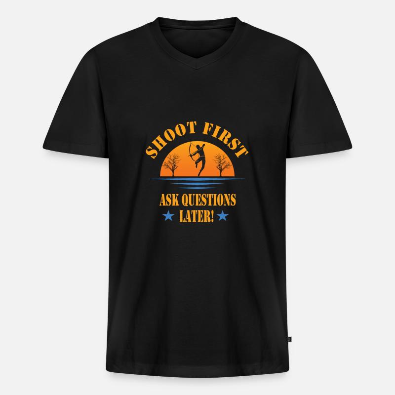 Bogen Jagd - Männer Premium Bio T-Shirt mit V-Ausschnitt - Schwarz