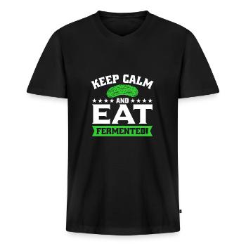 Gurken - Männer Premium Bio T-Shirt mit V-Ausschnitt - Schwarz - Vorne - Nico (187cm)