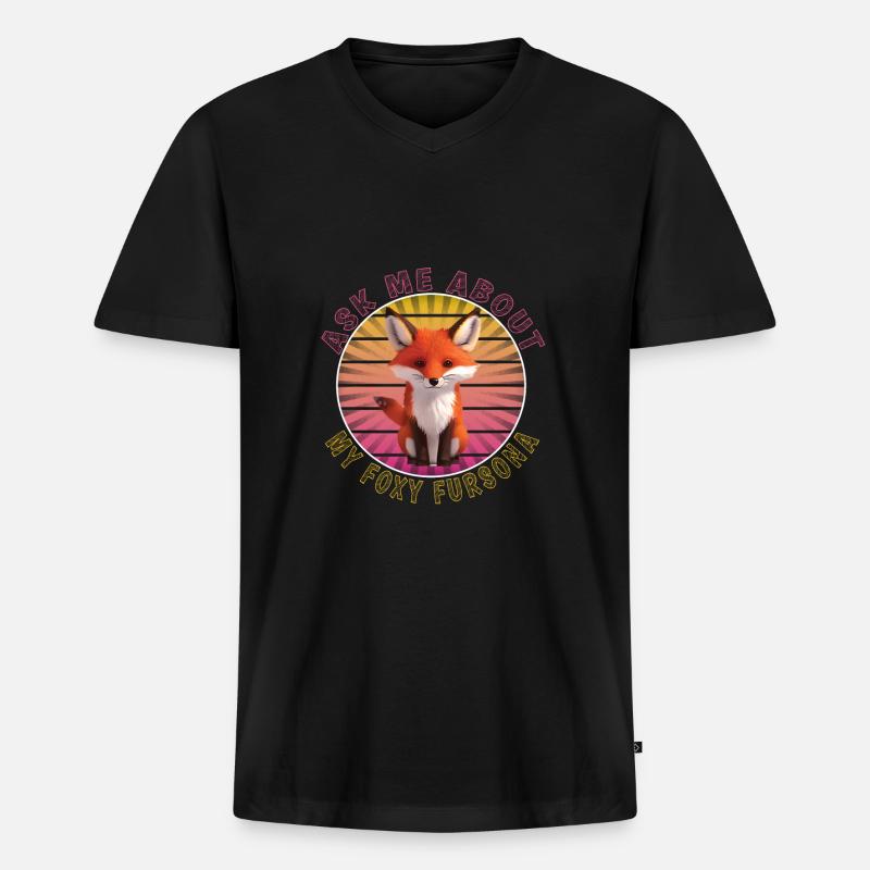 Furry Fandom - Männer Premium Bio T-Shirt mit V-Ausschnitt - Schwarz