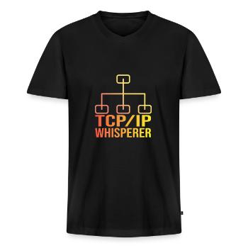 Network Engineer - Men's Premium Organic T-shirt with V-neck - black - Front - Nico (187cm)