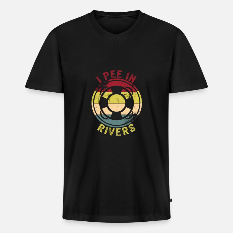 Badeanstalt - Männer Premium Bio T-Shirt mit V-Ausschnitt - Schwarz