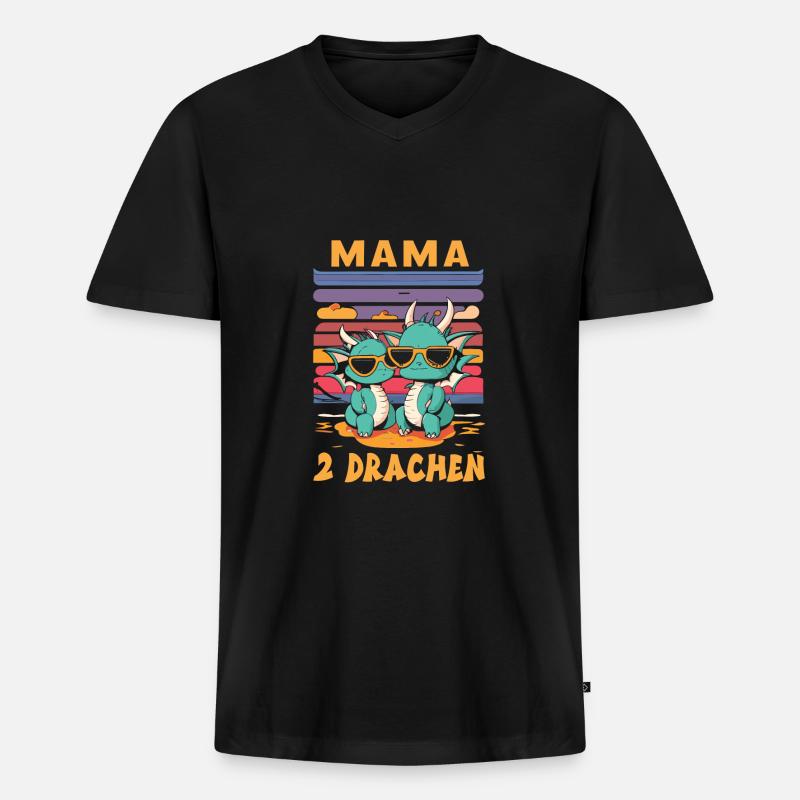 Mama - Männer Premium Bio T-Shirt mit V-Ausschnitt - Schwarz