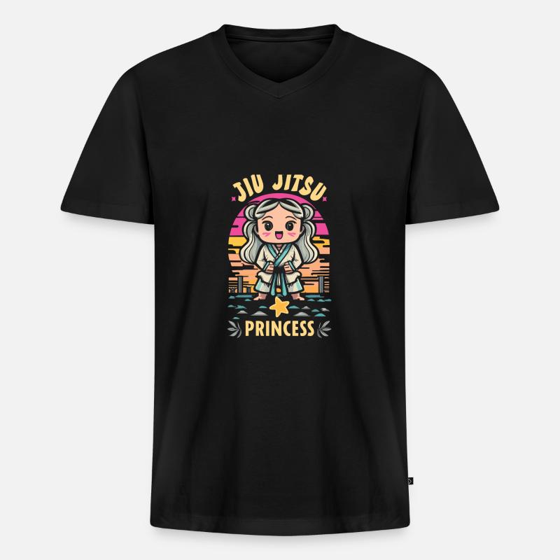 Jiu Jitsu - Männer Premium Bio T-Shirt mit V-Ausschnitt - Schwarz