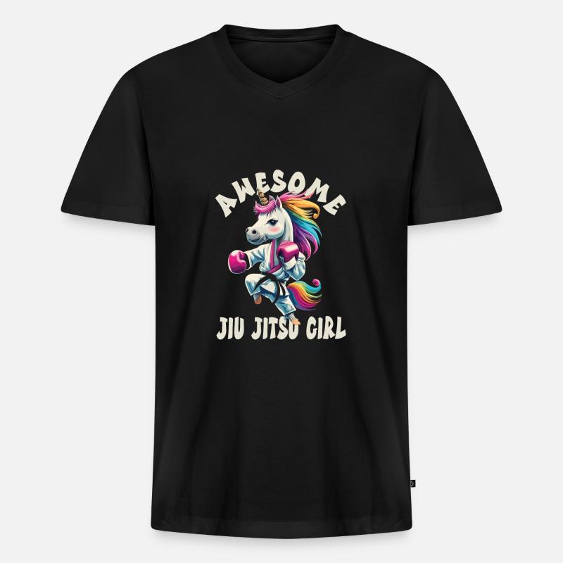 Jiu Jitsu - Männer Premium Bio T-Shirt mit V-Ausschnitt - Schwarz