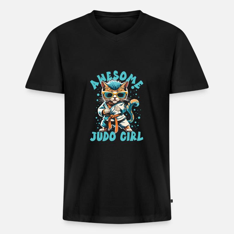 Judo - Männer Premium Bio T-Shirt mit V-Ausschnitt - Schwarz