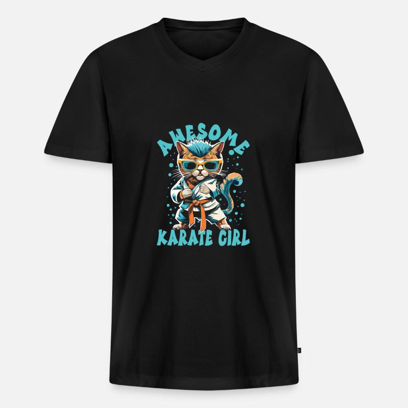 Karate - Männer Premium Bio T-Shirt mit V-Ausschnitt - Schwarz