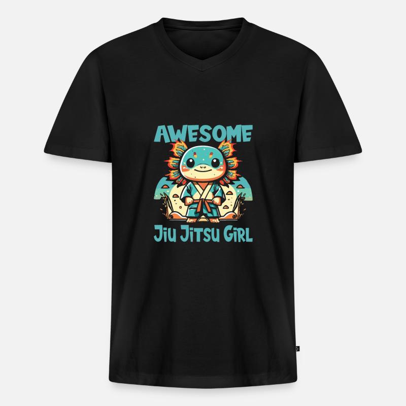 Jiu Jitsu - Männer Premium Bio T-Shirt mit V-Ausschnitt - Schwarz