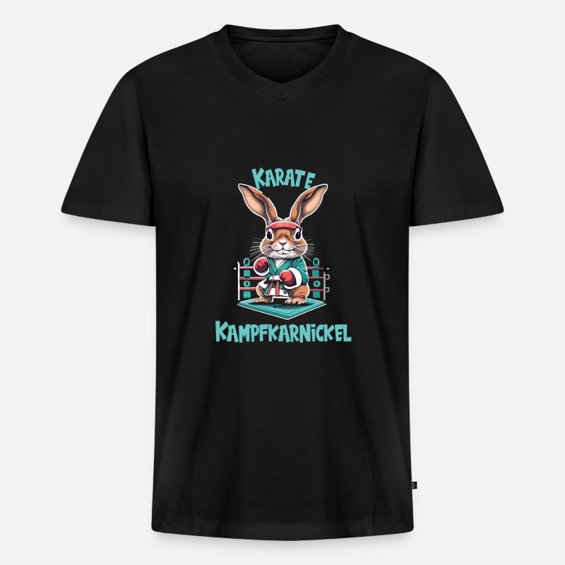 Karate - Männer Premium Bio T-Shirt mit V-Ausschnitt - Schwarz