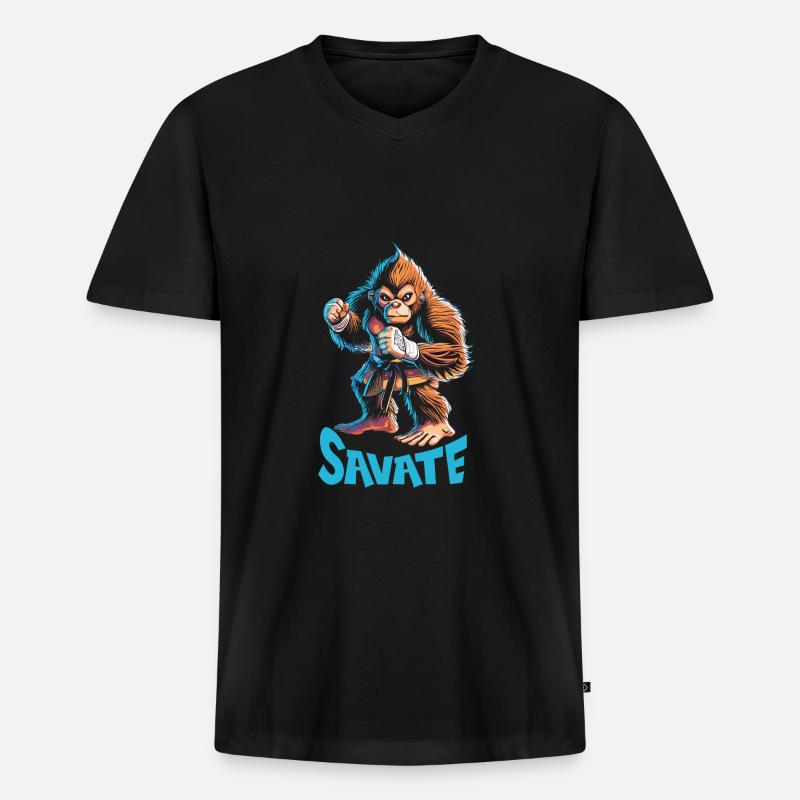 Bare Knuckle - Männer Premium Bio T-Shirt mit V-Ausschnitt - Schwarz