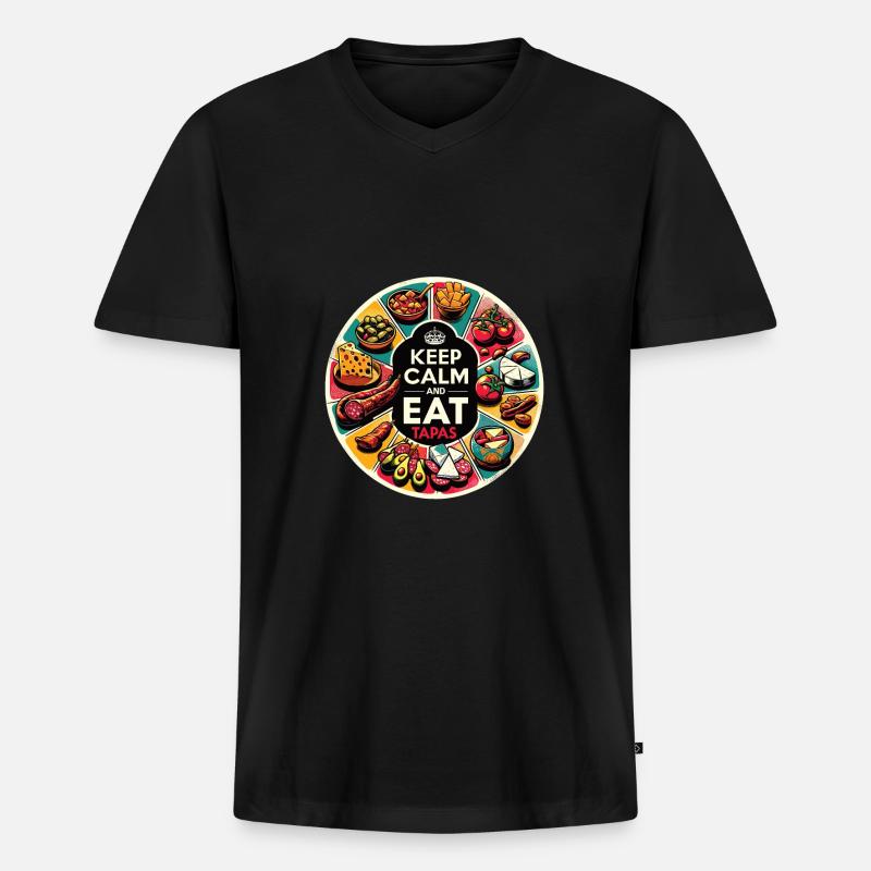Spanisches Essen - Männer Premium Bio T-Shirt mit V-Ausschnitt - Schwarz