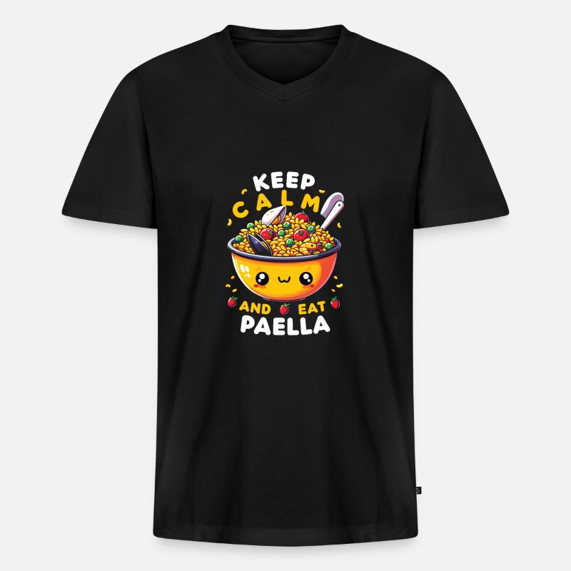 Spanisches Essen - Männer Premium Bio T-Shirt mit V-Ausschnitt - Schwarz
