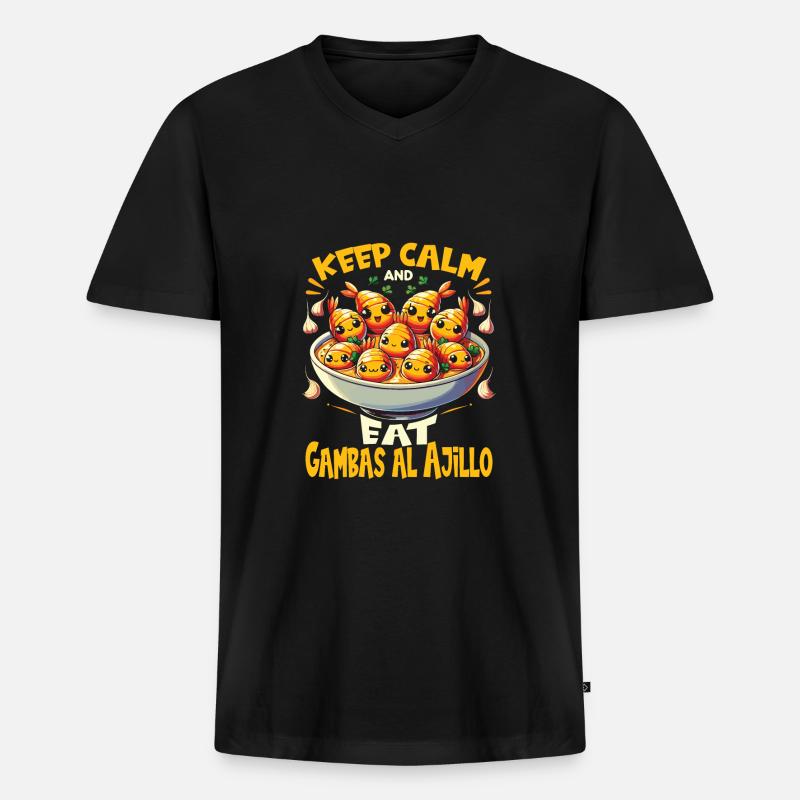 Spanisches Essen - Männer Premium Bio T-Shirt mit V-Ausschnitt - Schwarz