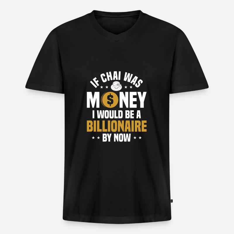 Chai - Männer Premium Bio T-Shirt mit V-Ausschnitt - Schwarz