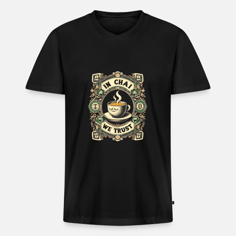 Chai - Männer Premium Bio T-Shirt mit V-Ausschnitt - Schwarz
