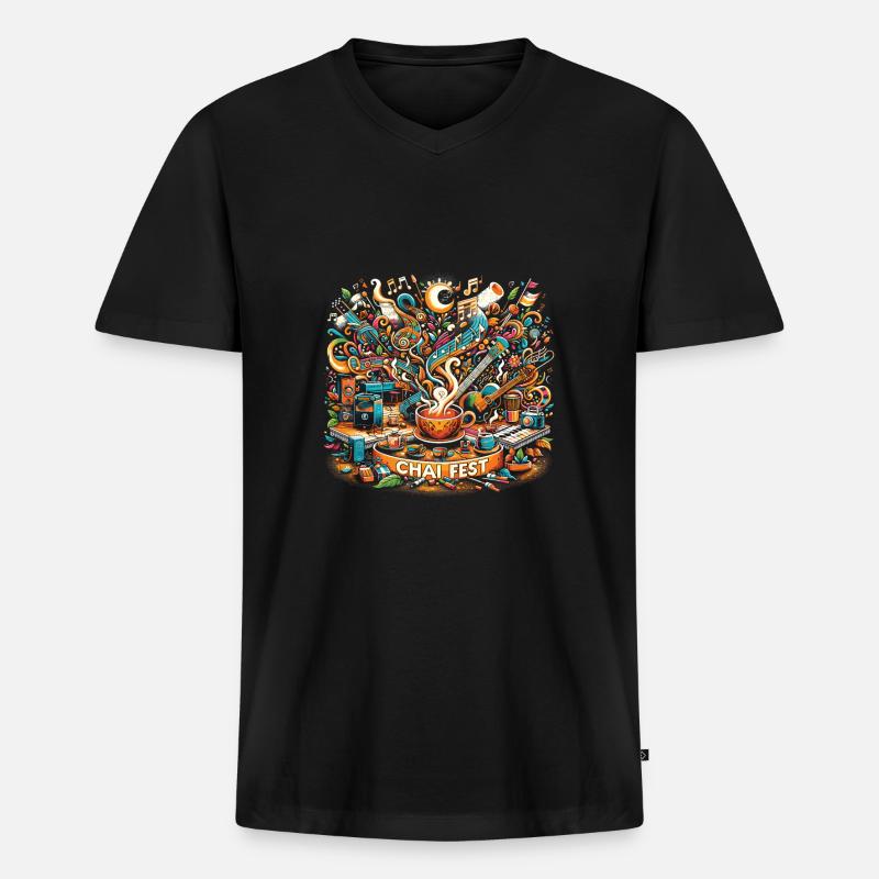 Chai - Männer Premium Bio T-Shirt mit V-Ausschnitt - Schwarz