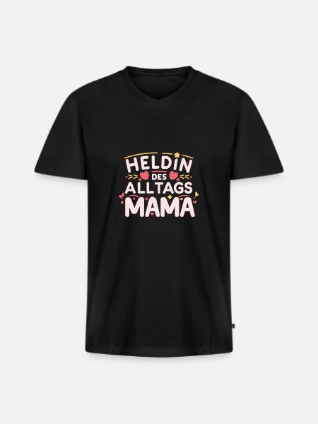 Mors dag - Premium økologisk T-shirt med V-hals til mænd - sort