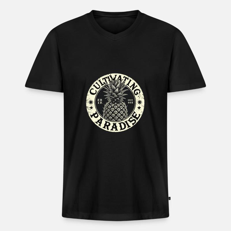 Früchtchen - Männer Premium Bio T-Shirt mit V-Ausschnitt - Schwarz
