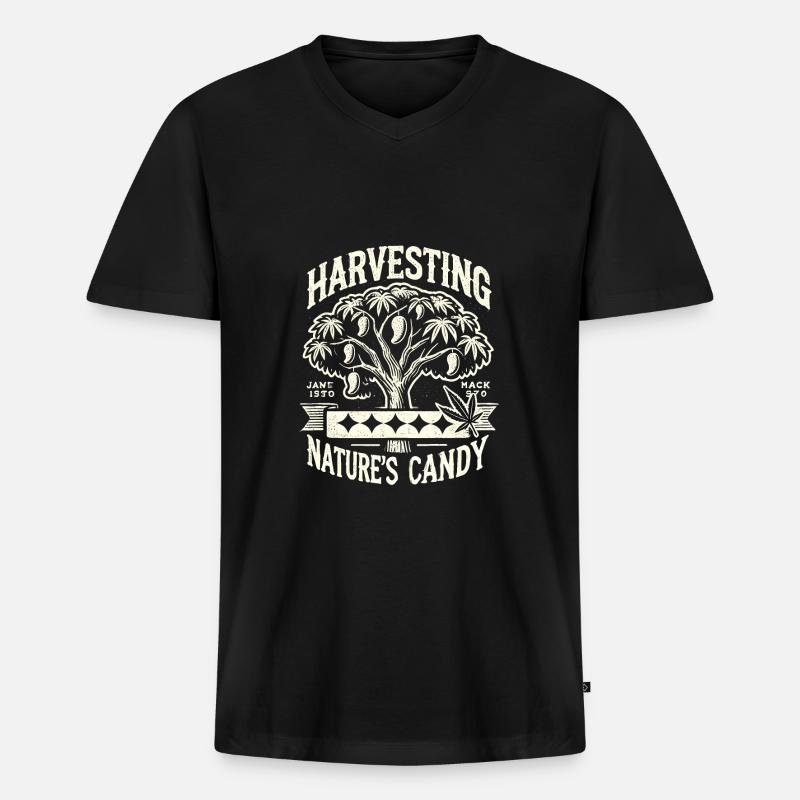 Früchtchen - Männer Premium Bio T-Shirt mit V-Ausschnitt - Schwarz