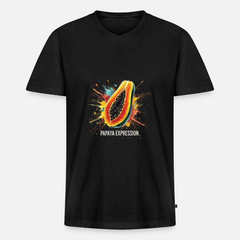 Früchtchen - Männer Premium Bio T-Shirt mit V-Ausschnitt - Schwarz