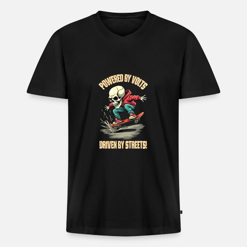 E Skateboard - Männer Premium Bio T-Shirt mit V-Ausschnitt - Schwarz