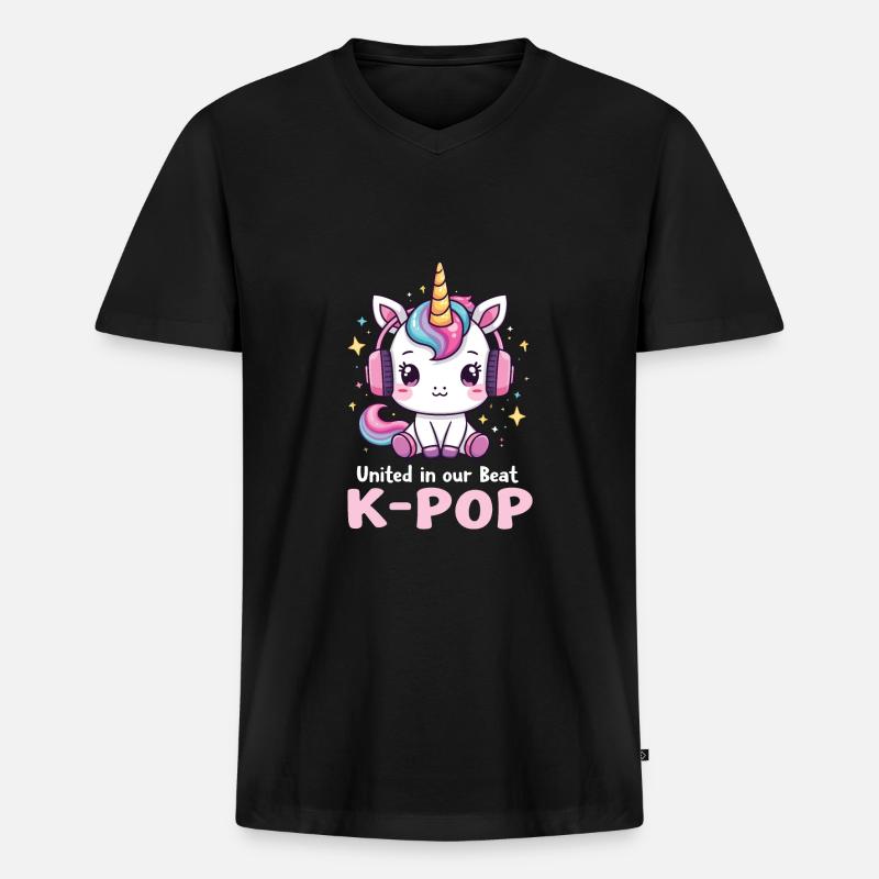 K-Pop - Männer Premium Bio T-Shirt mit V-Ausschnitt - Schwarz