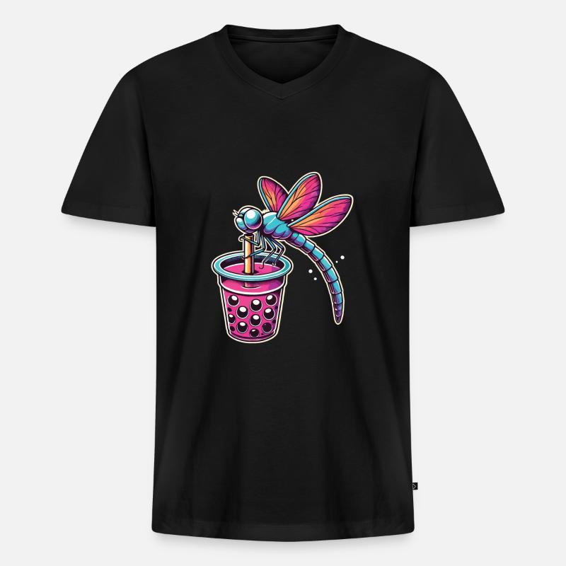 Bubble Tea - Männer Premium Bio T-Shirt mit V-Ausschnitt - Schwarz