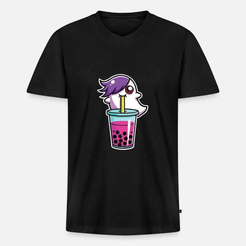 Bubble Tea - Männer Premium Bio T-Shirt mit V-Ausschnitt - Schwarz