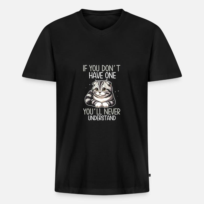 Katze - Männer Premium Bio T-Shirt mit V-Ausschnitt - Schwarz