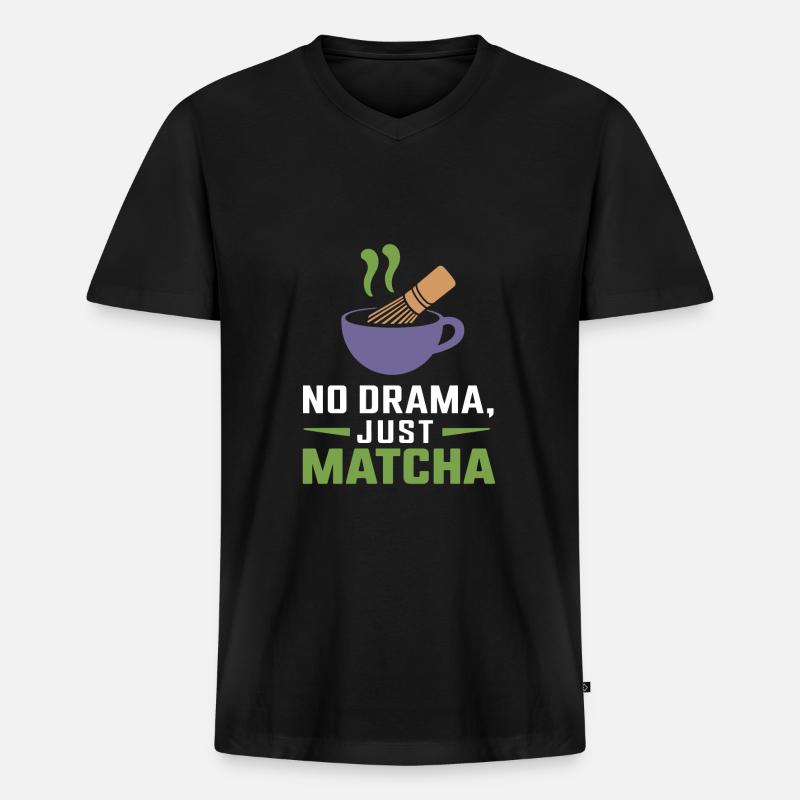 Matcha - Männer Premium Bio T-Shirt mit V-Ausschnitt - Schwarz