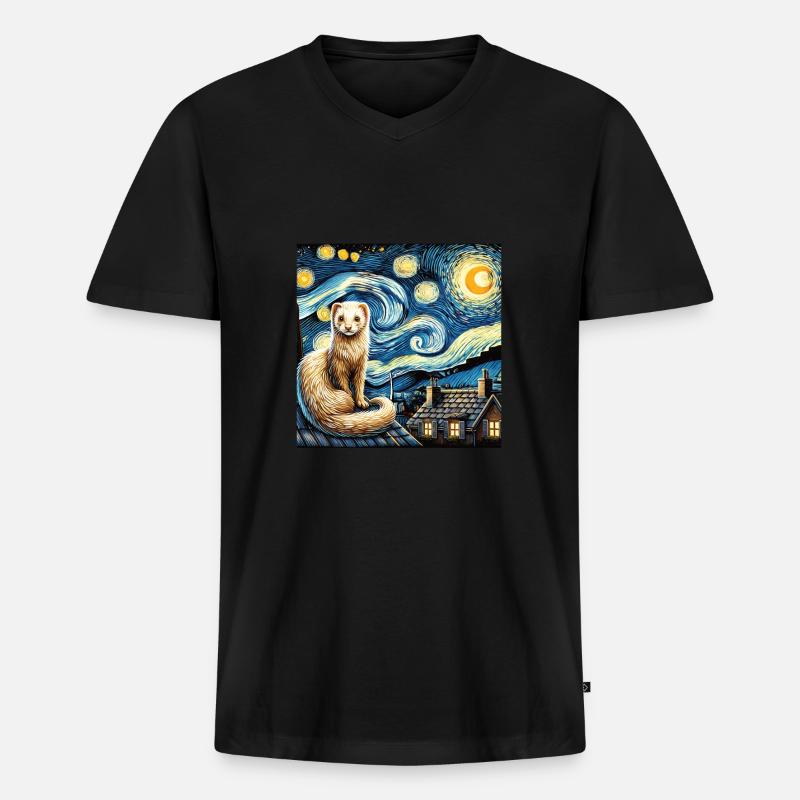 Frettchen - Männer Premium Bio T-Shirt mit V-Ausschnitt - Schwarz