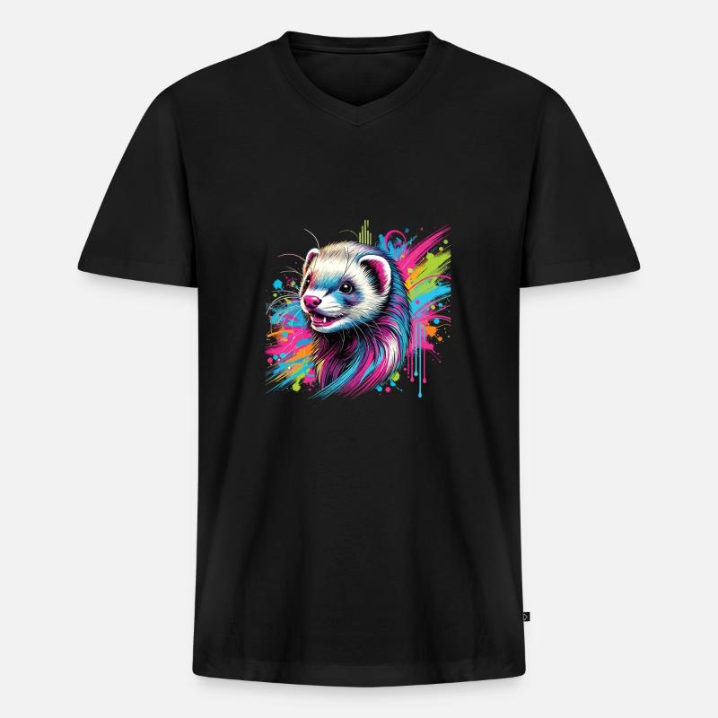 Frettchen - Männer Premium Bio T-Shirt mit V-Ausschnitt - Schwarz