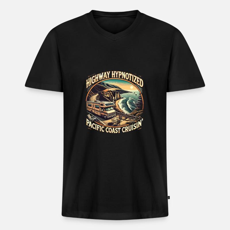 Wohnmobil - Männer Premium Bio T-Shirt mit V-Ausschnitt - Schwarz