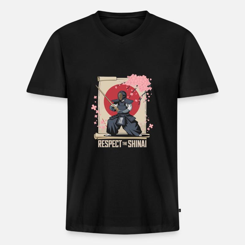 Kendo - Männer Premium Bio T-Shirt mit V-Ausschnitt - Schwarz