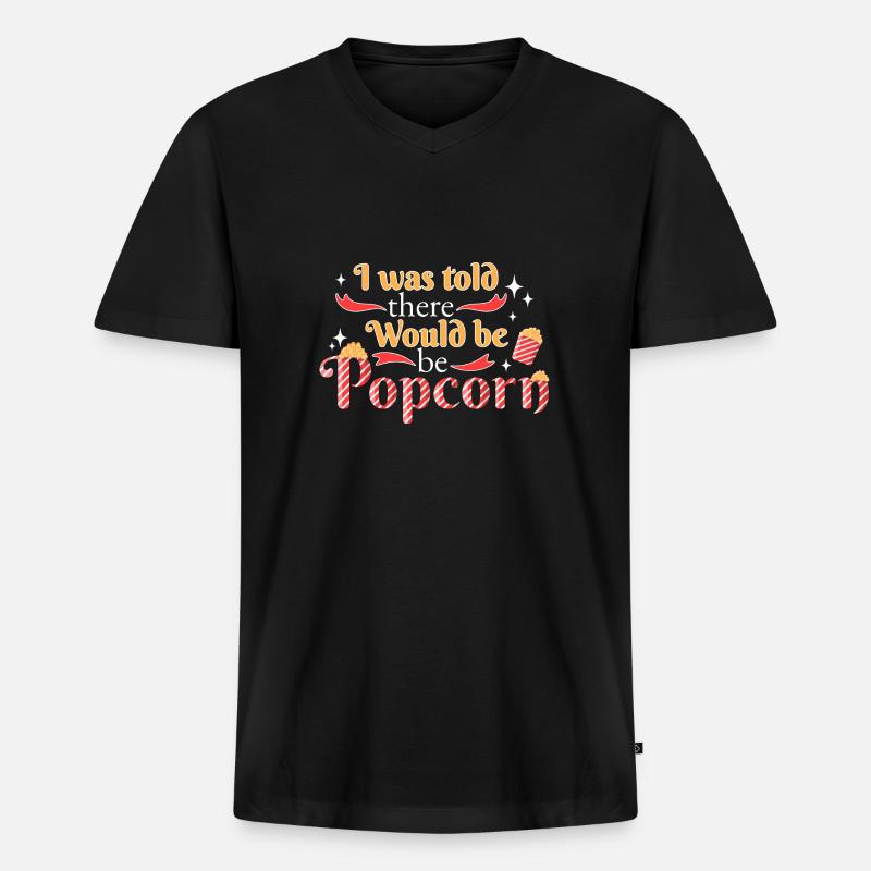 Popcorn - Männer Premium Bio T-Shirt mit V-Ausschnitt - Schwarz