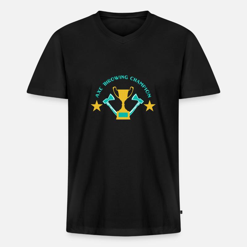 Axt werfen Axtwerfen - Männer Premium Bio T-Shirt mit V-Ausschnitt - Schwarz