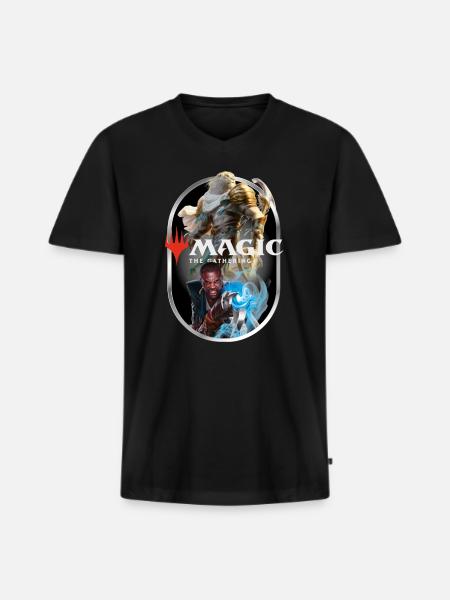 Magic: The Gathering Ajani og Teferi Blue Magic - Premium økologisk T-shirt med V-hals til mænd - sort