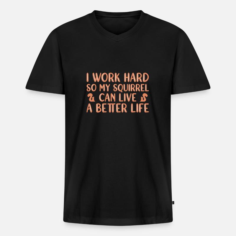 Eichhörnchen - Männer Premium Bio T-Shirt mit V-Ausschnitt - Schwarz