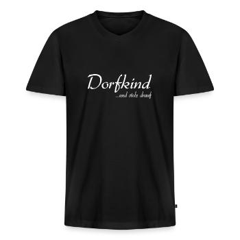 Dorfkind - Männer Premium Bio T-Shirt mit V-Ausschnitt - Schwarz - Vorne - Nico (187cm)
