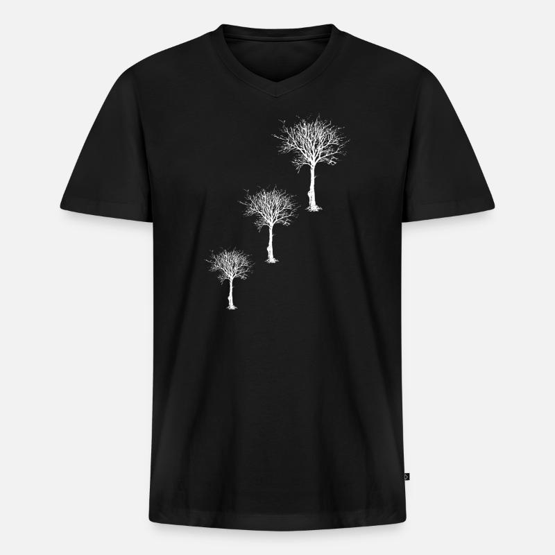 Trees - Männer Premium Bio T-Shirt mit V-Ausschnitt - Schwarz