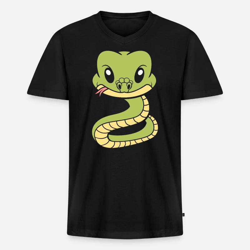 Kobra - Männer Premium Bio T-Shirt mit V-Ausschnitt - Schwarz